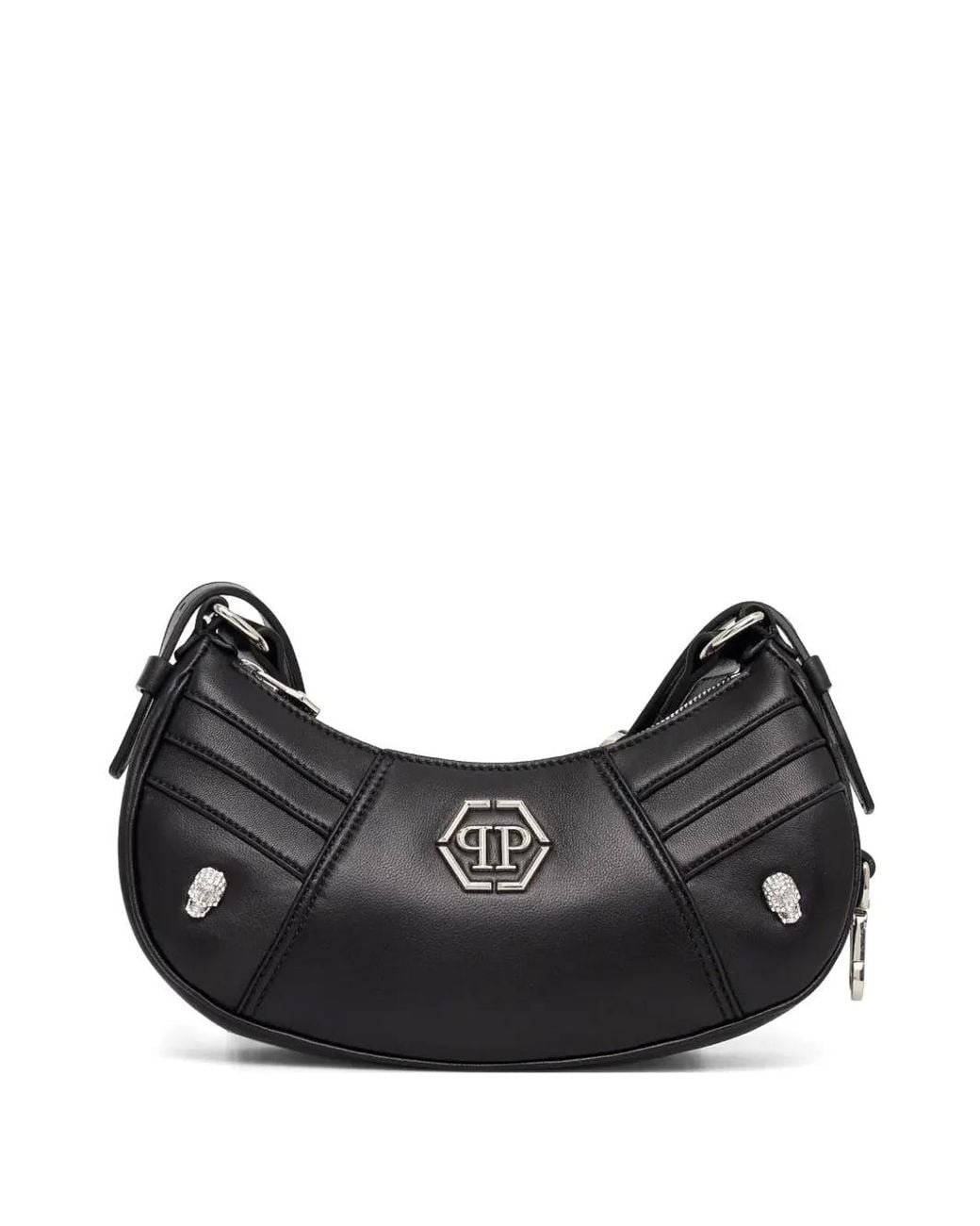 Philipp Plein Black Rhinestone-Appliqué Shoulder Bag