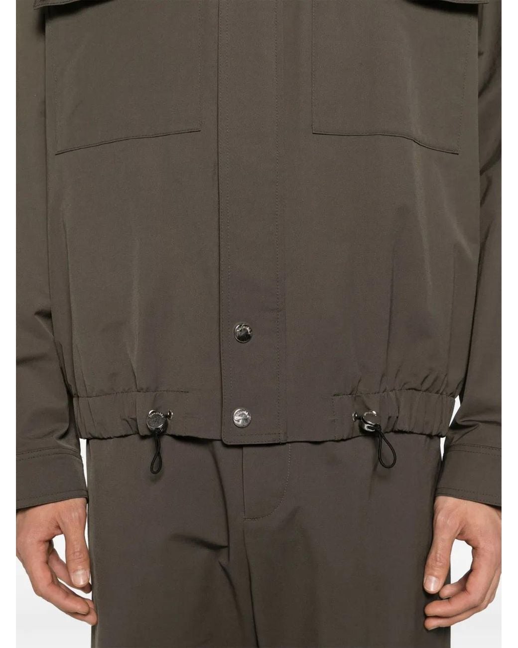 Nanushka Gray Drawstring Twill Shirt Jacket for men