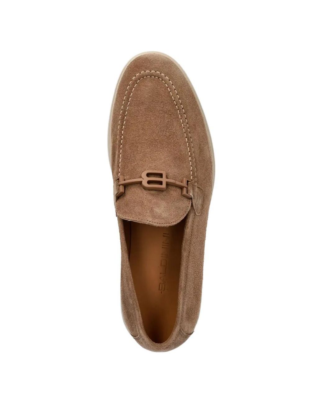 Baldinini Brown Monogram-Plaque Suede Loafers for men
