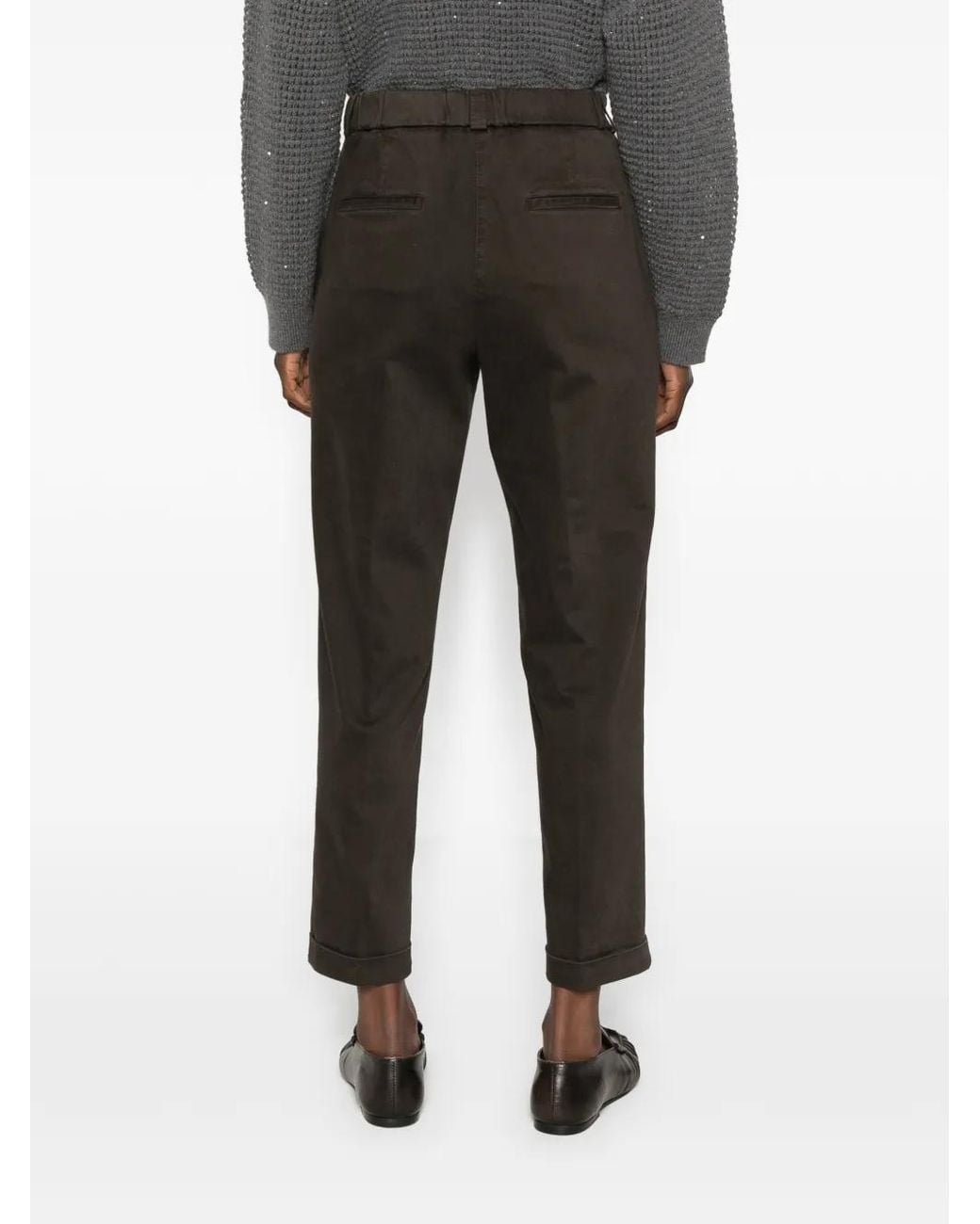 Peserico Black Cuffed-Hem Cropped Trousers
