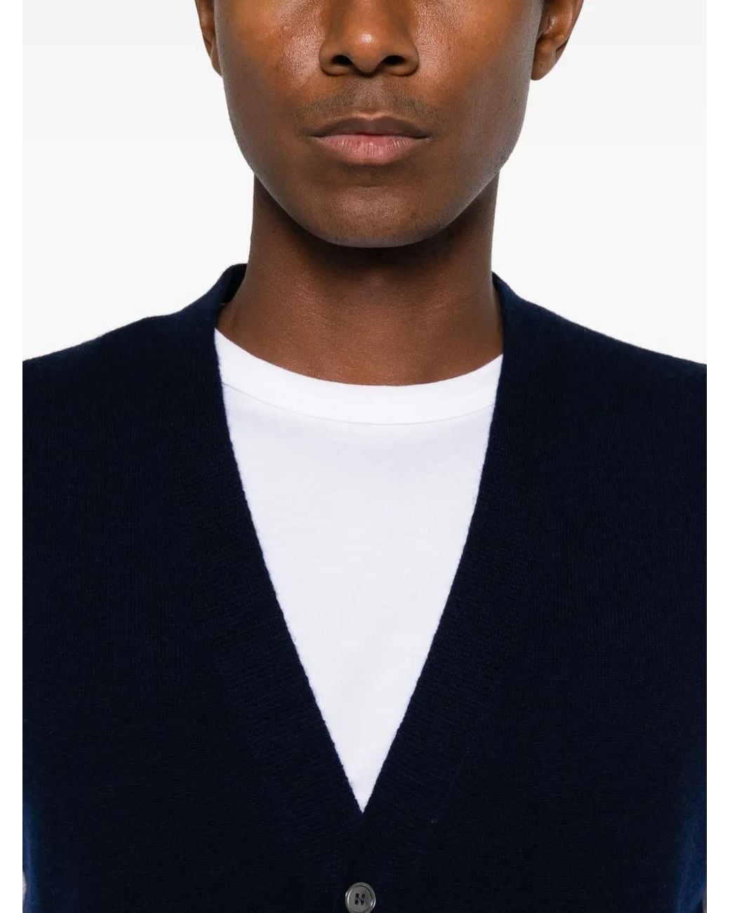 Daniele Fiesoli Blue Cashmere V-Neck Vest for men