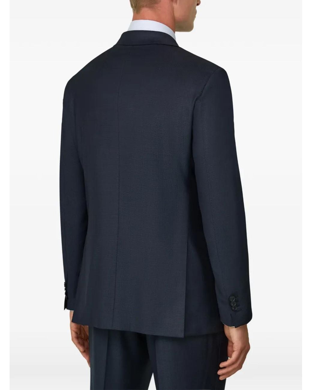 Boggi Blue Double-Breasted Pattern Wool Suit for men