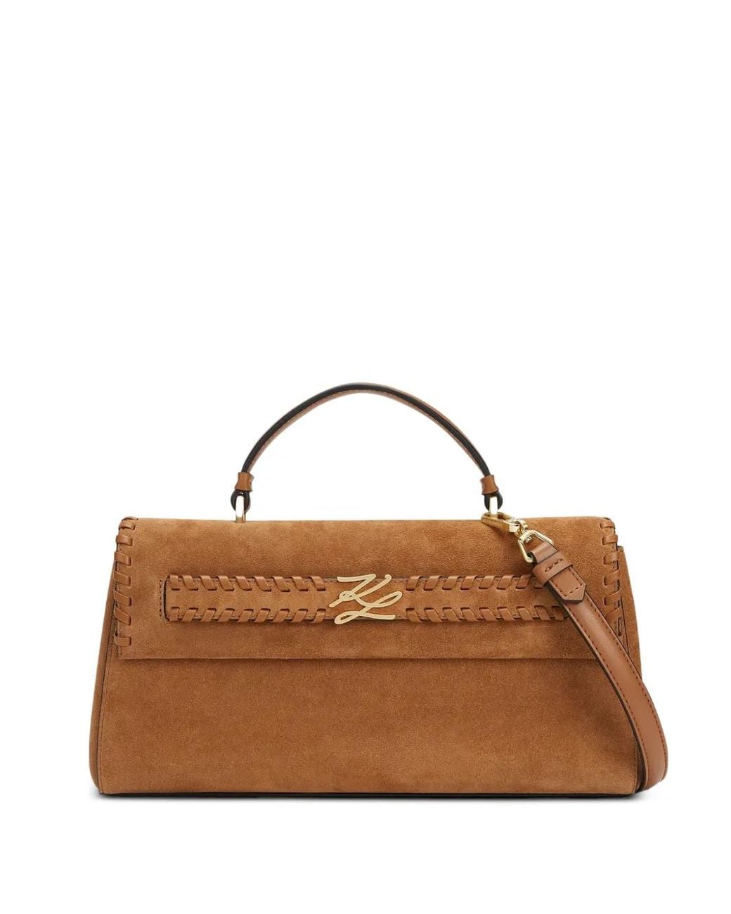 Karl Lagerfeld Brown K/Autograph Whipstitch-Trim Tote Bag