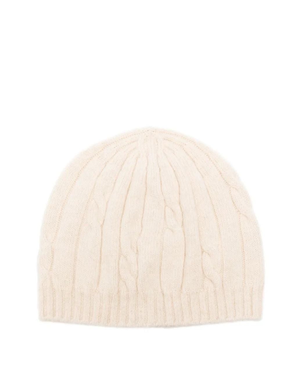 Peserico Natural Cable-Knit Beanie Hat