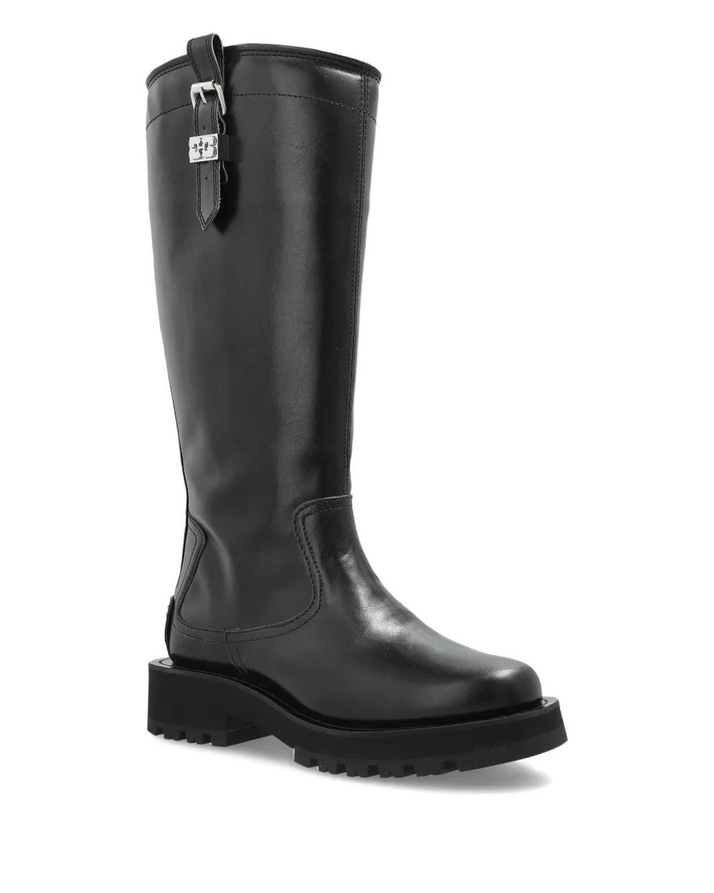 Ganni Black Chunky Buckle Boots