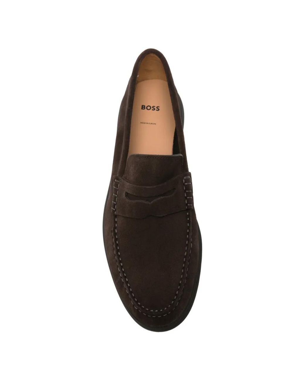 Boss White Suede Loafers With Logo Penny Trim for men
