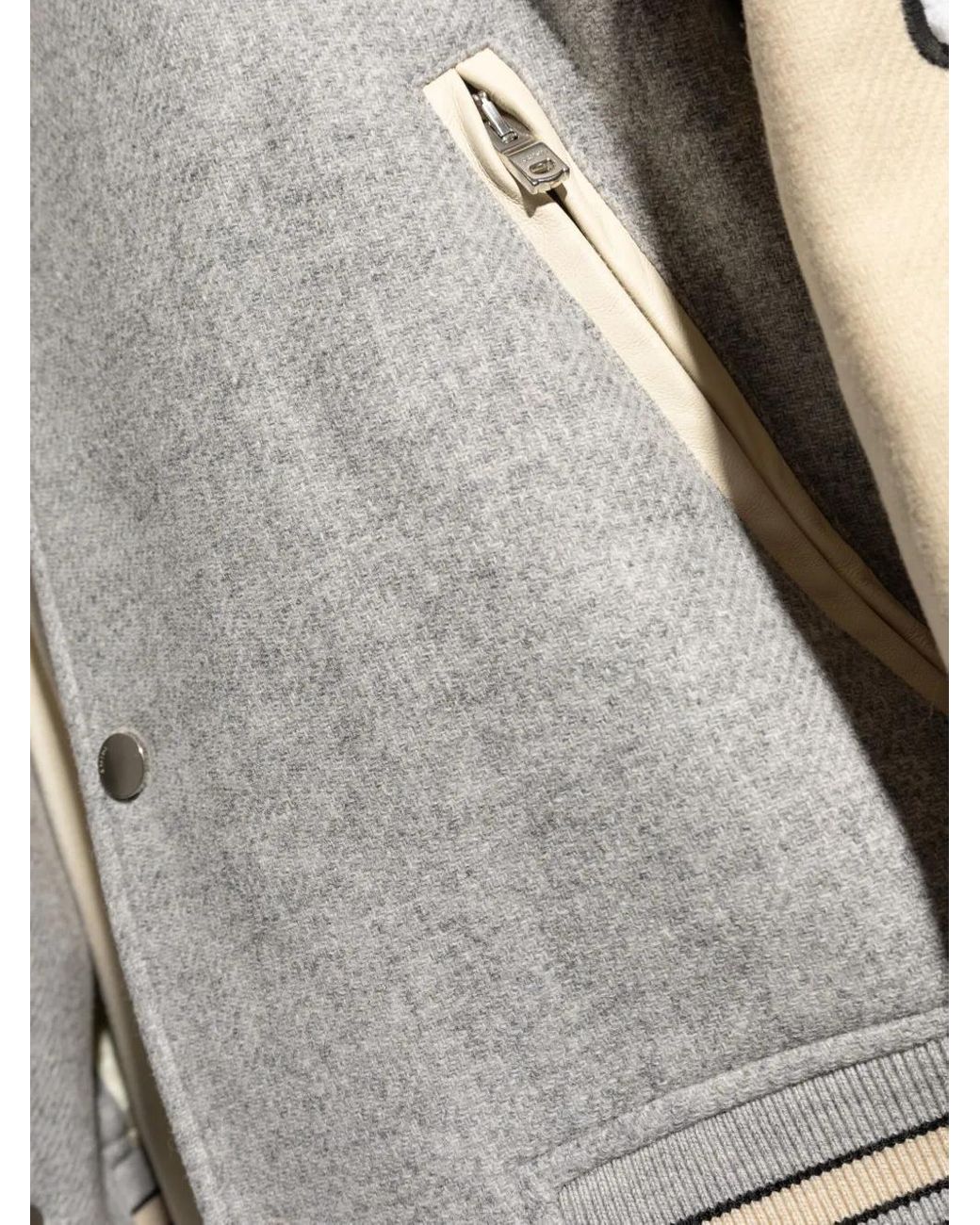 メンズ Amiri コントラストスリーブ ボンバージャケット Gray