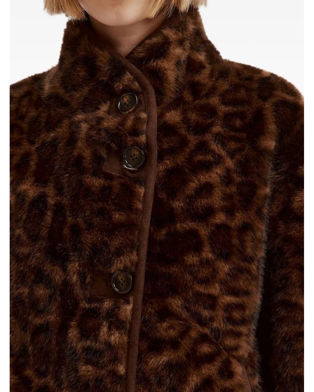 Izzue Brown Veste En Fourrure Artificielle À Imprimé Léopard