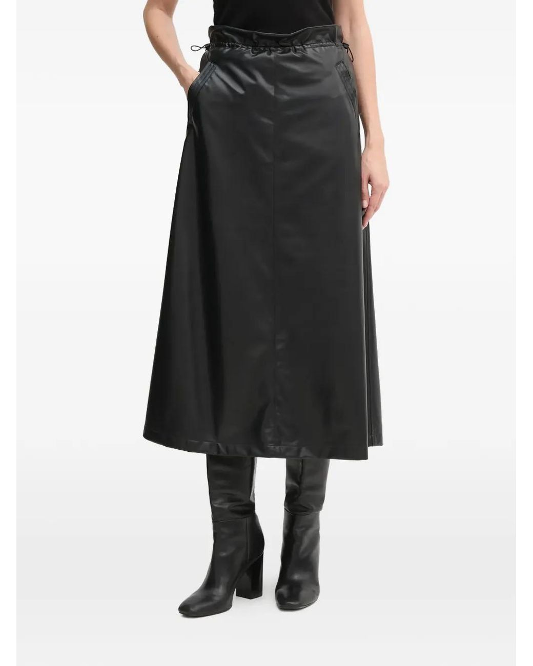 Colmar Black Drawstring Midi Skirt