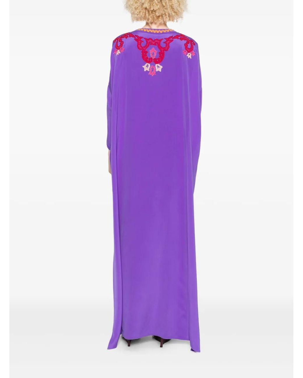 Emilio Pucci Purple Embroidered Silk Maxi Dress