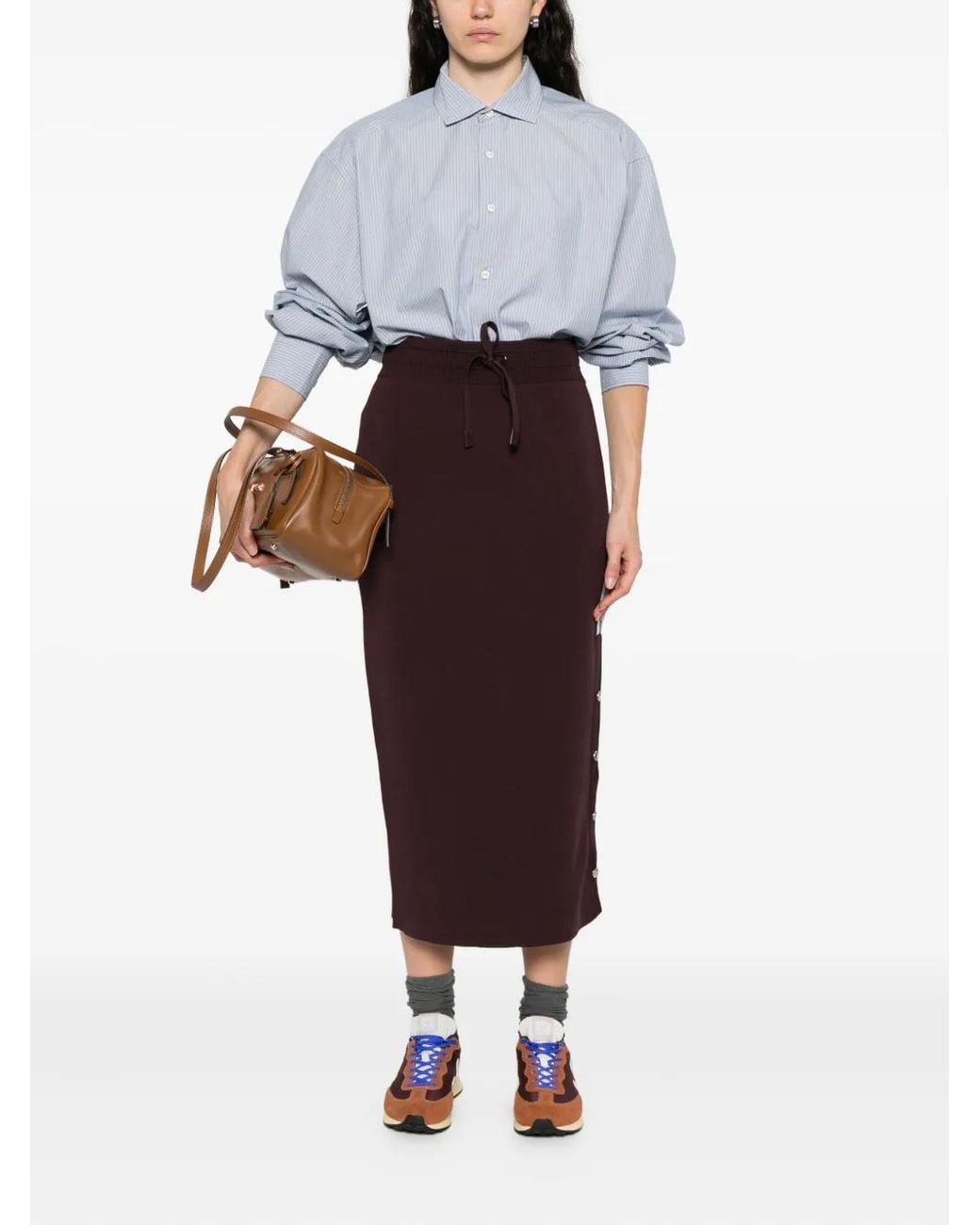 Pinko Purple Drawstring Side-Stripe Skirt