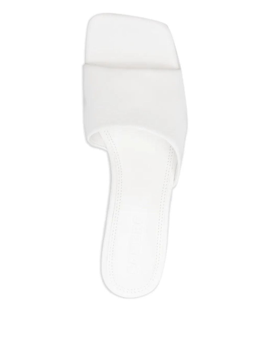 Sandro White Smooth Leather Heeled Mules
