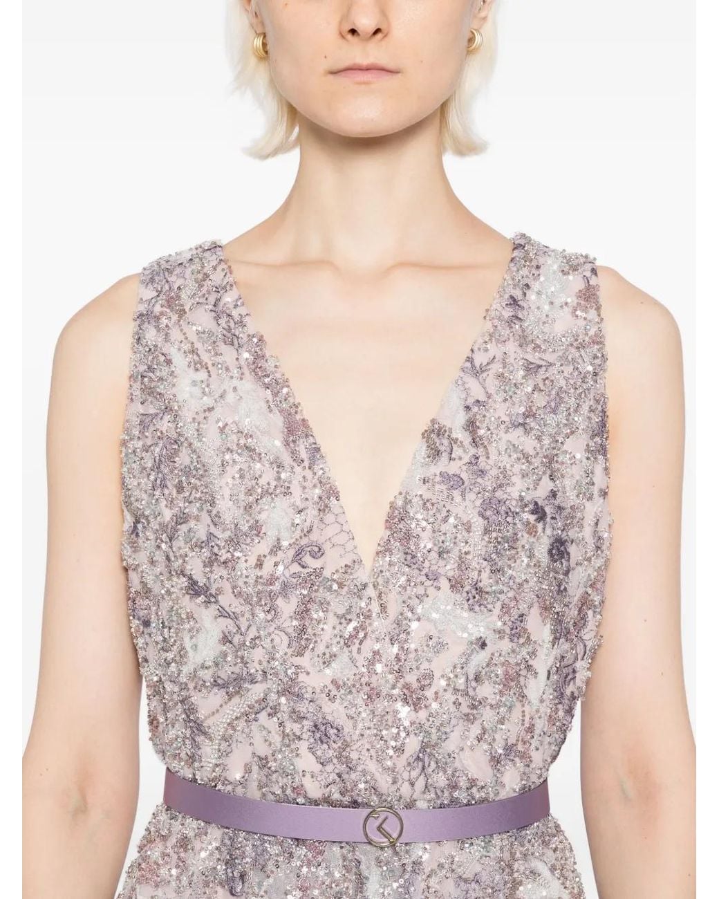 Saiid Kobeisy Purple Embroidered Maxi Dress