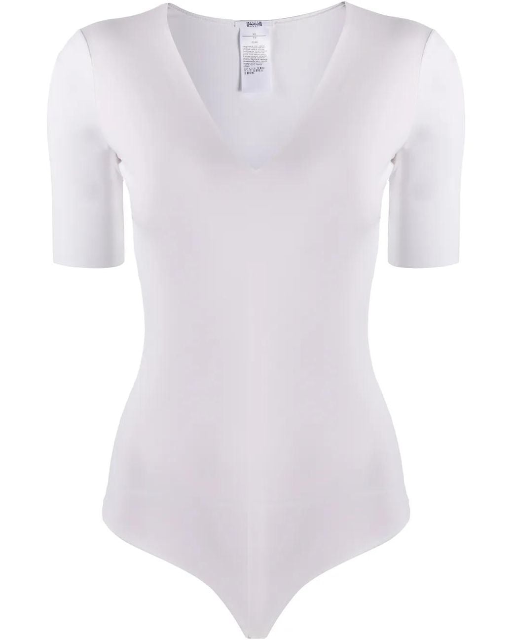 Wolford White Short-Sleeve Bodysuit Top