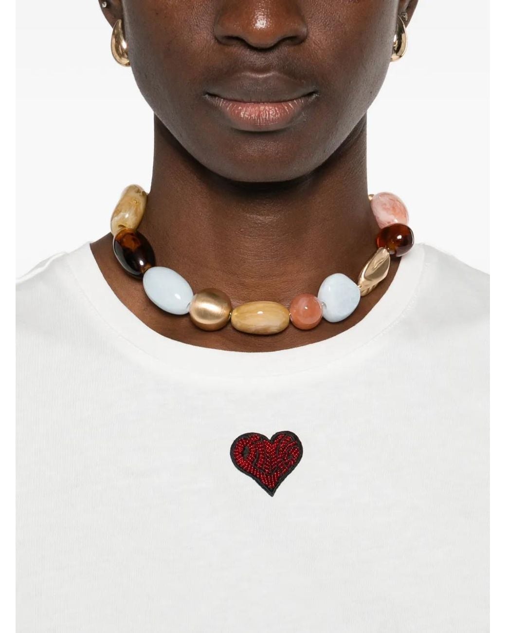 Pinko White Heart Tank Top