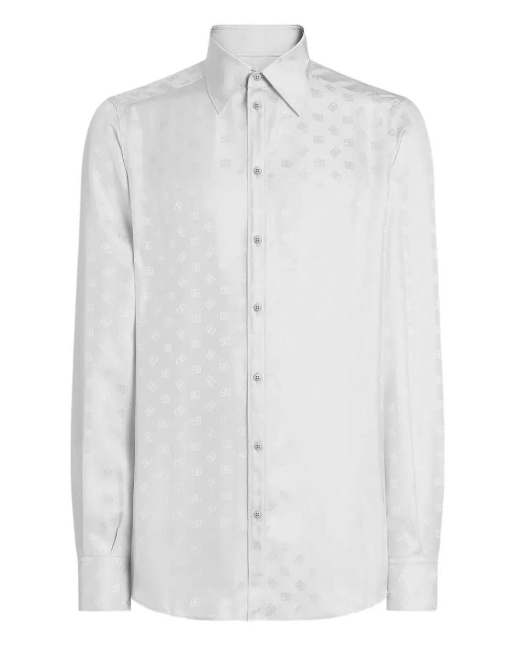 Dolce & Gabbana White Logo-Jacquard Shirt for men