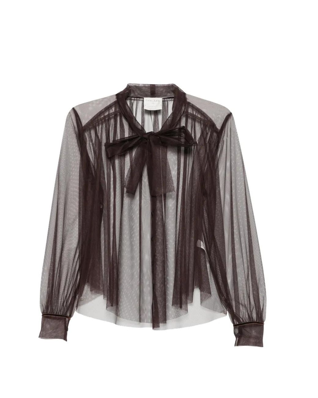 Forte_forte Brown Sheer Tie-Neck Shirt