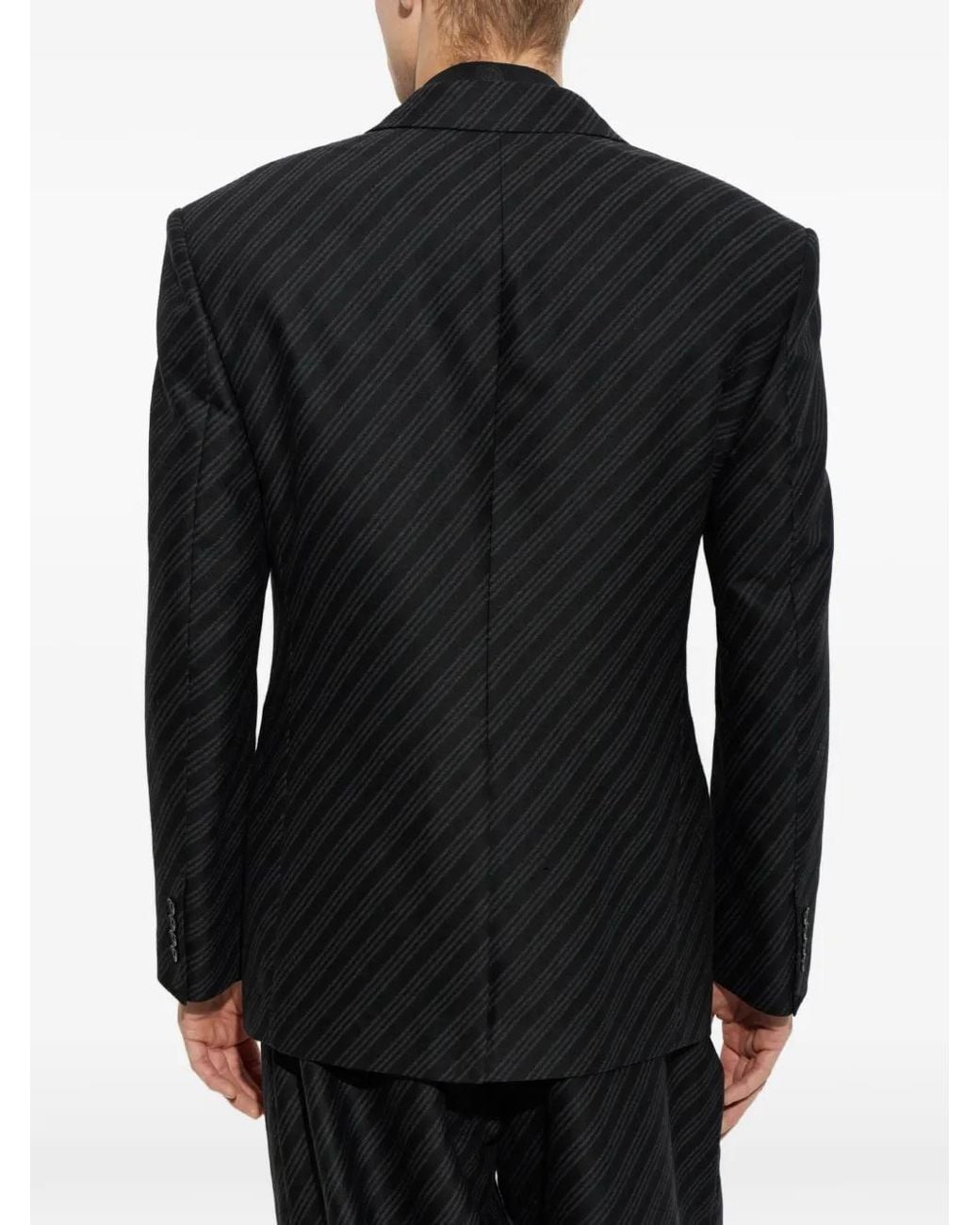 Versace Black Pinstriped Double-Breasted Blazer for men