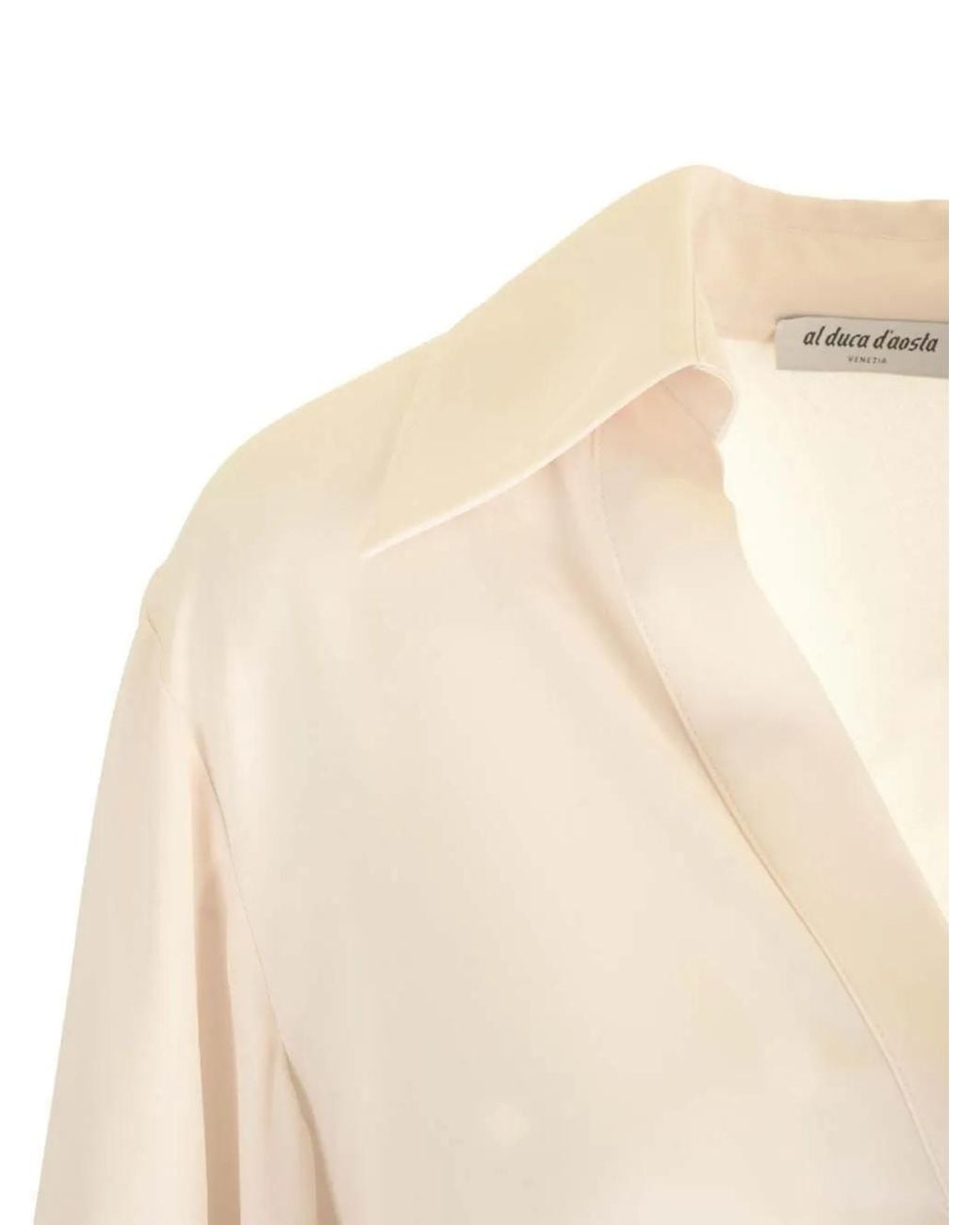 Al Duca D'aosta White Long-Sleeve V-Neck Blouse