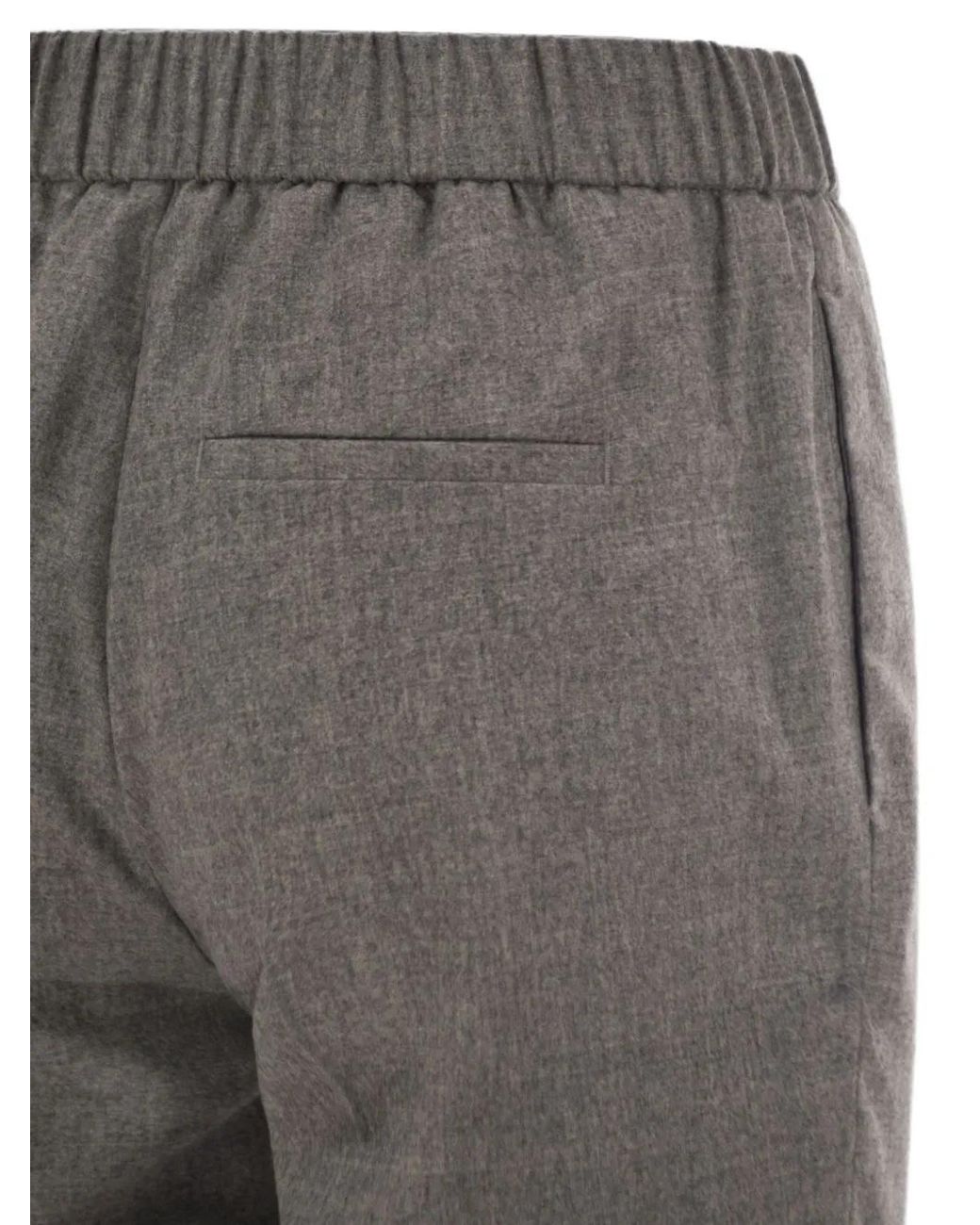 Peserico Gray Elasticated-Waistband Tapered Trousers