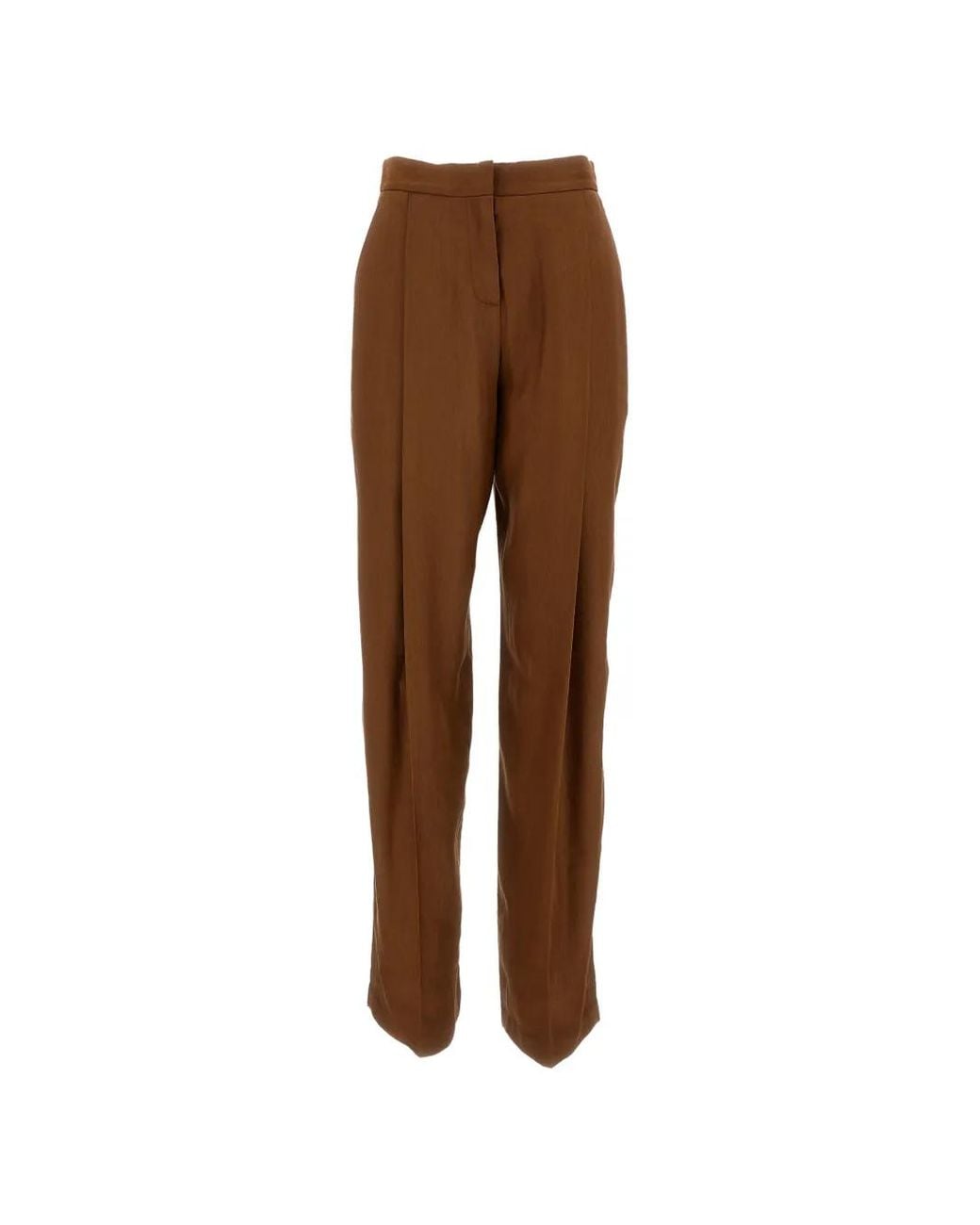 Elisabetta Franchi Brown Pantalon En Lin Mélangé