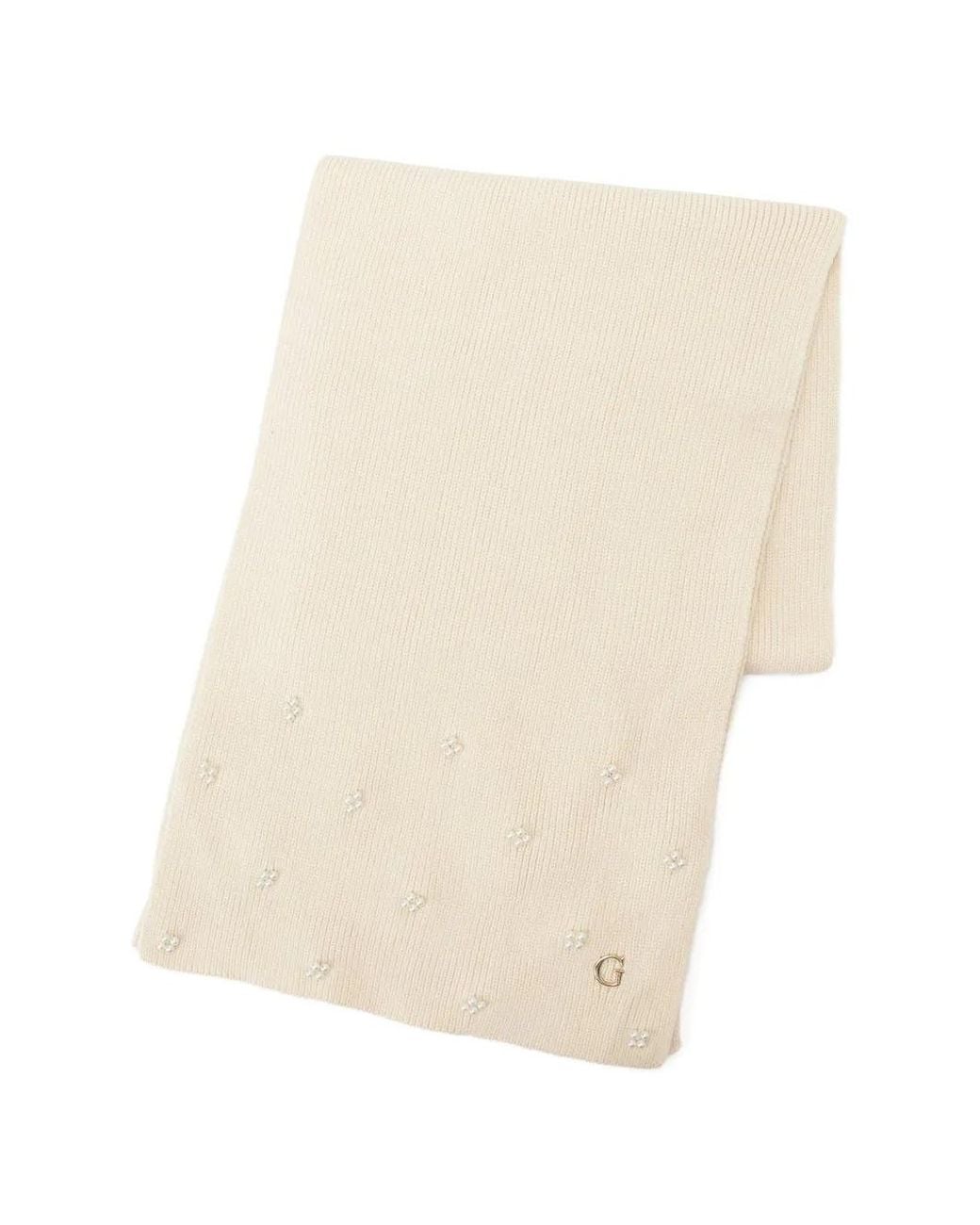Guess Natural Crystal-Embellished Knitted Scarf