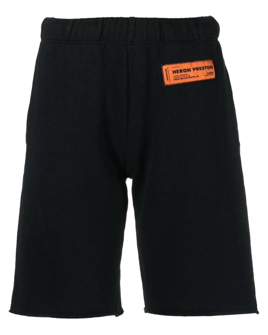 Heron Preston Black Logo-Patch Organic-Cotton Knee-Length Shorts