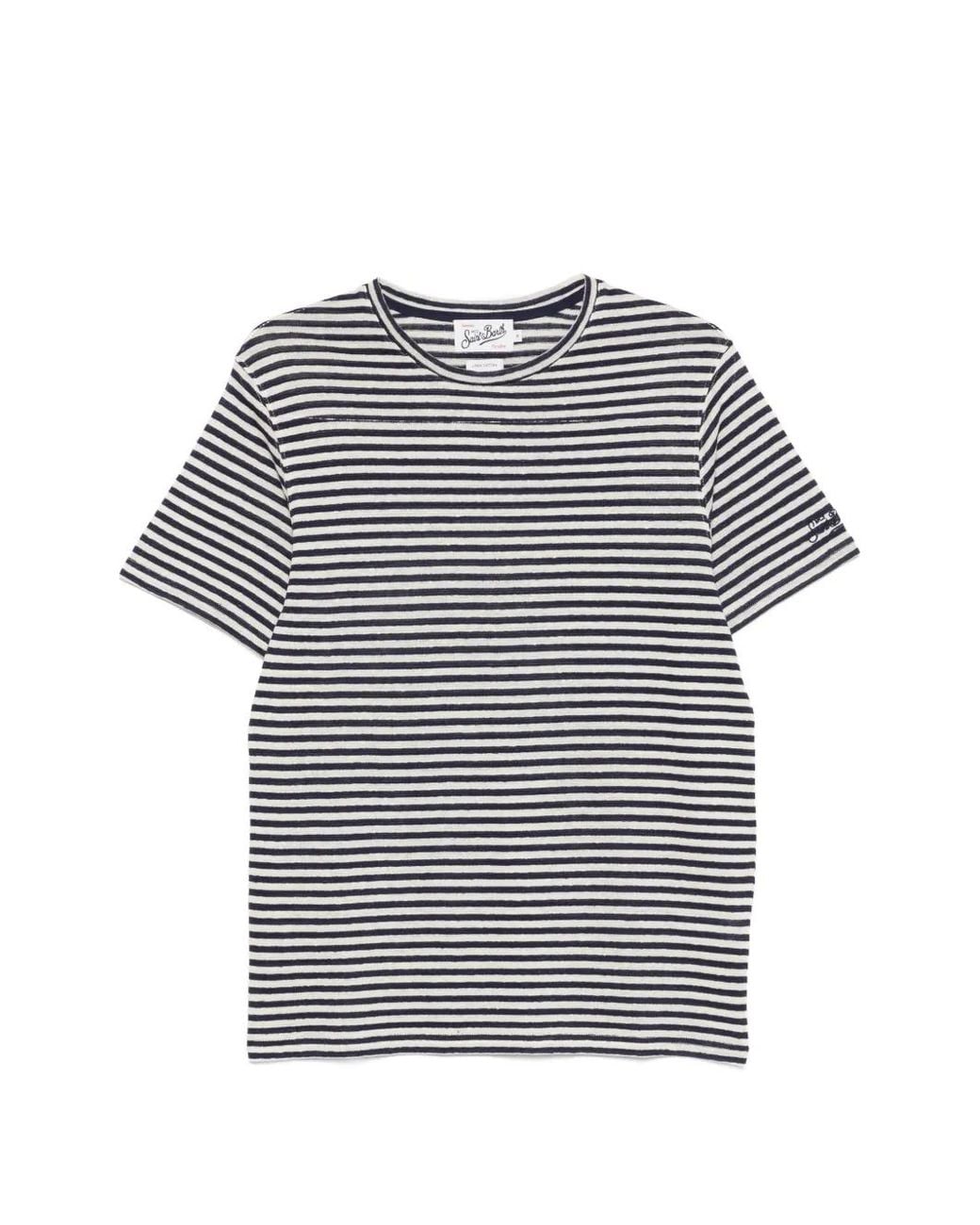 Mc2 Saint Barth Blue Dover Striped T-Shirt for men