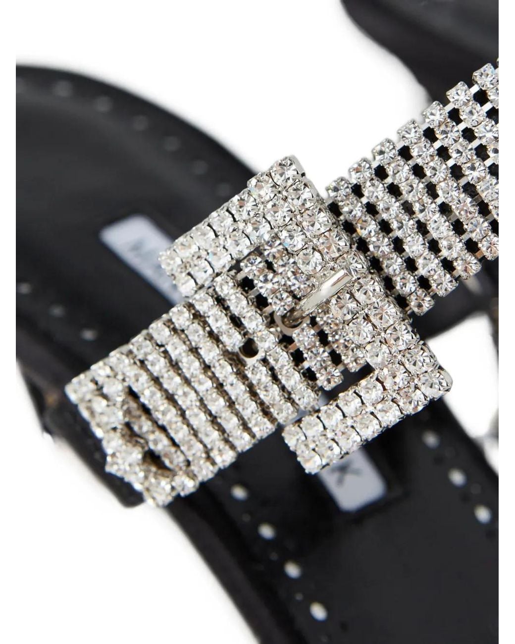 Manolo Blahnik Black Fibolta Crystal-Buckle Sandals