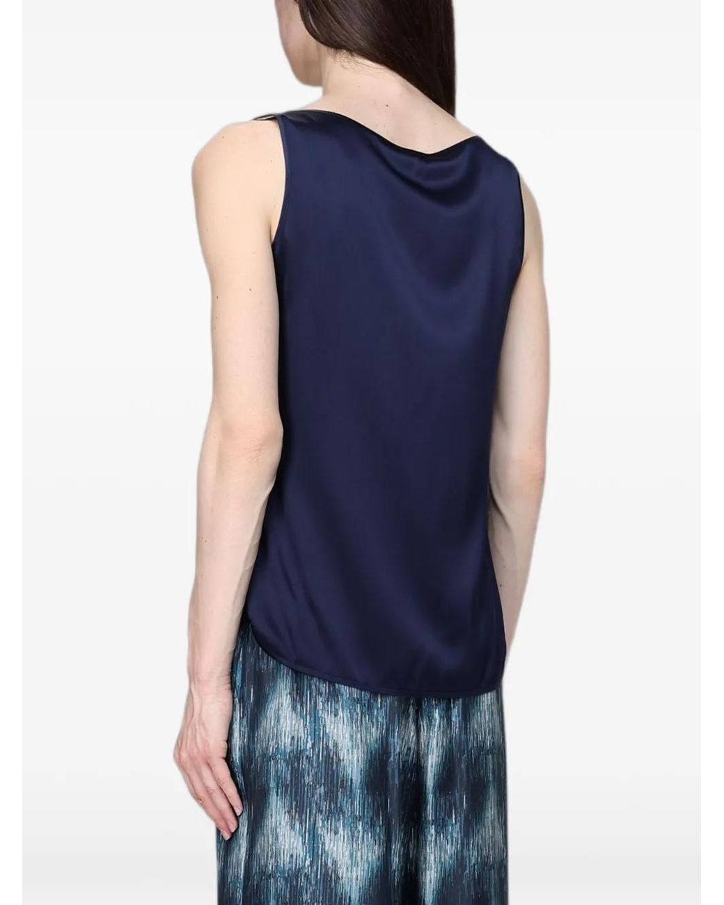 Max Mara Blue Satin Sleeveless Top