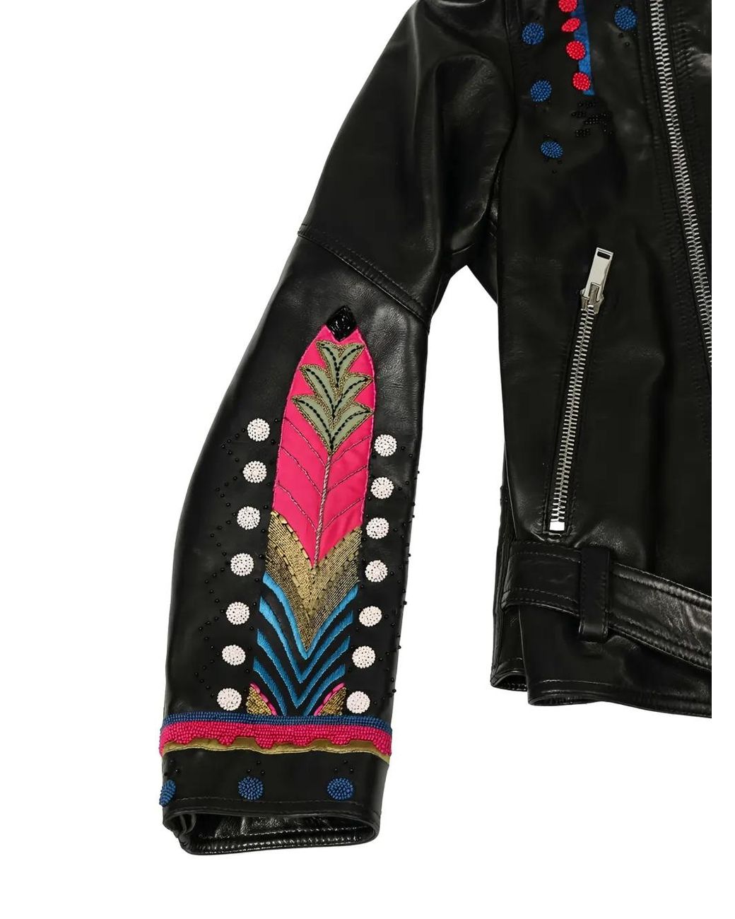 Valentino Garavani Black Bead-Embellished Leather Jacket