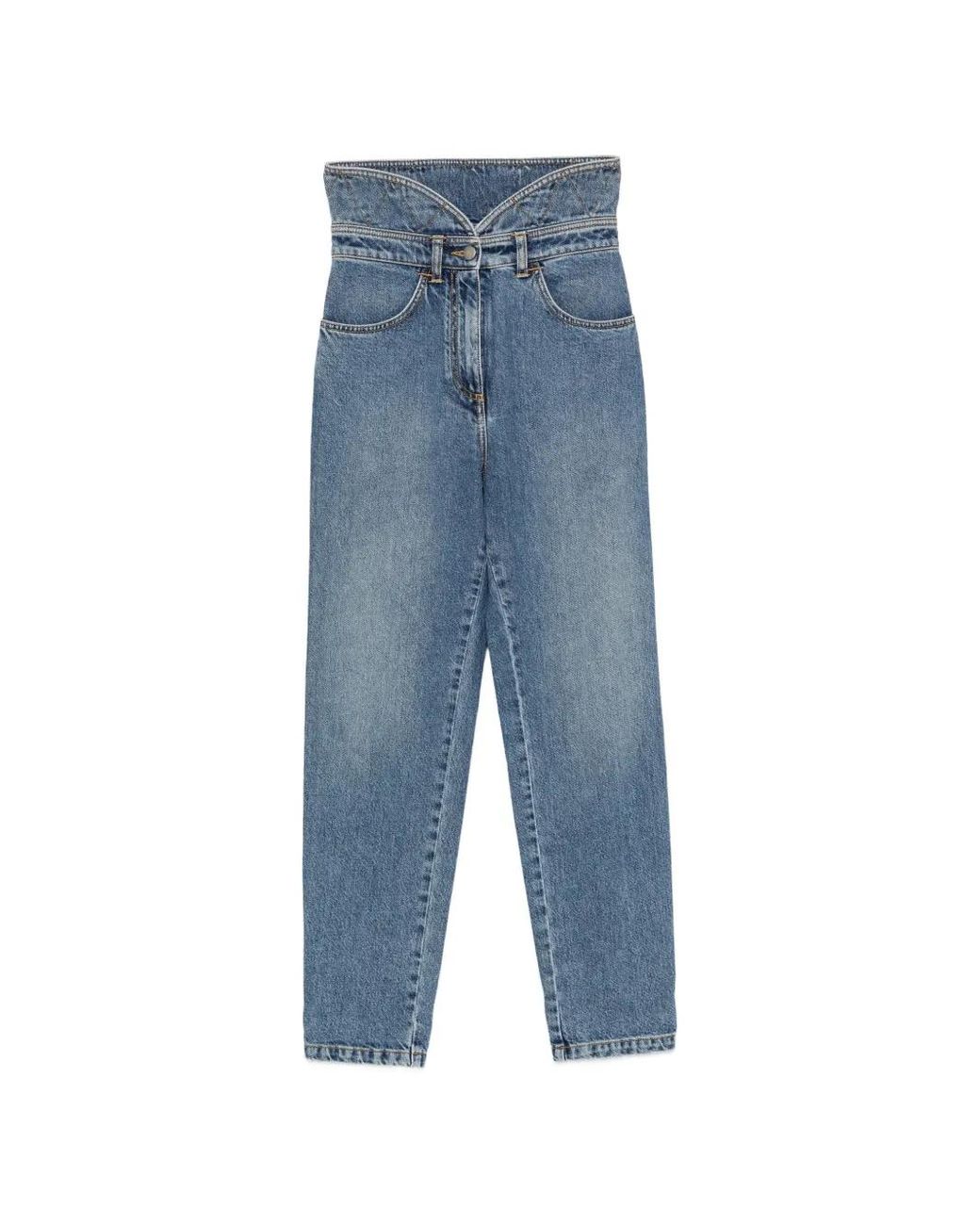 Philosophy Di Lorenzo Serafini Blue High-Waisted V-Cut Jeans