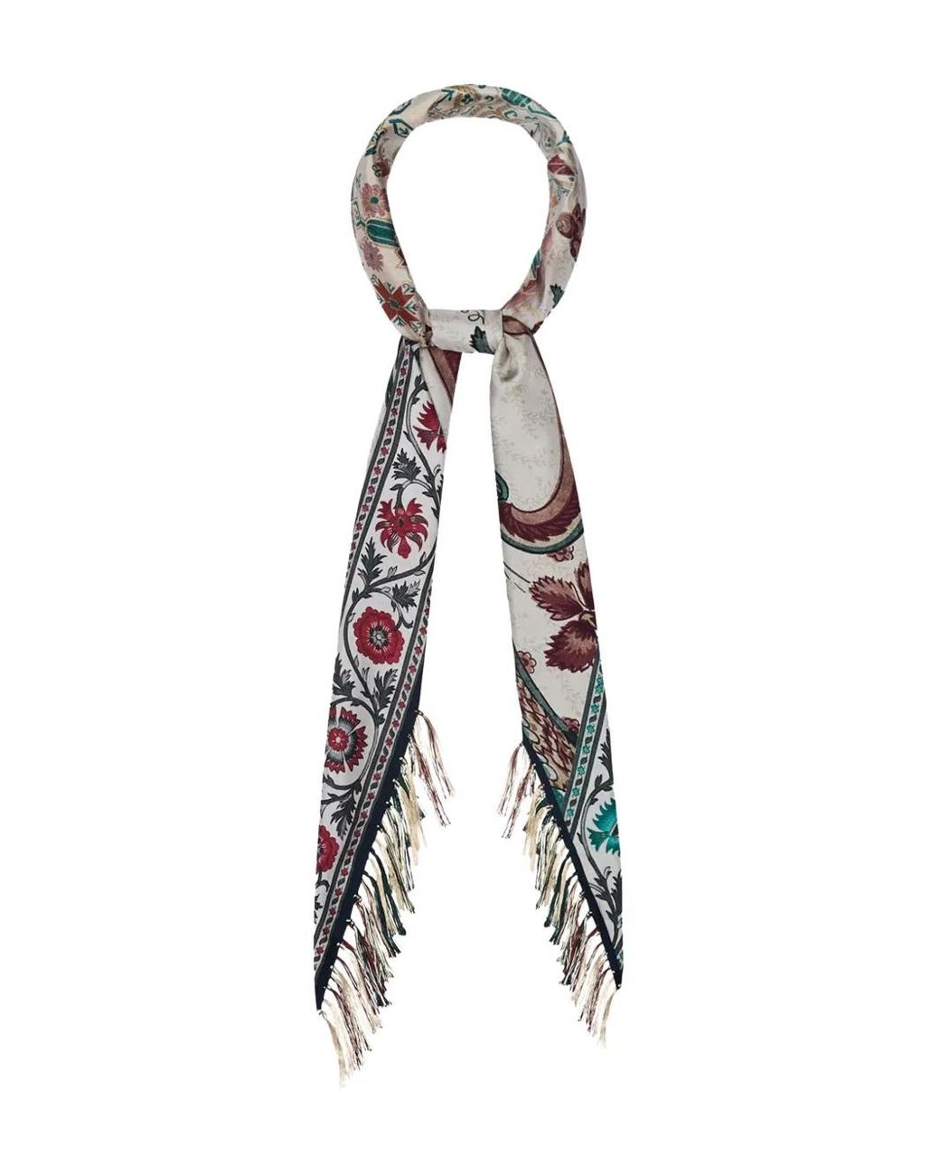 Pierre Louis Mascia White Floral-Pattern Fringed-Edges Scarf