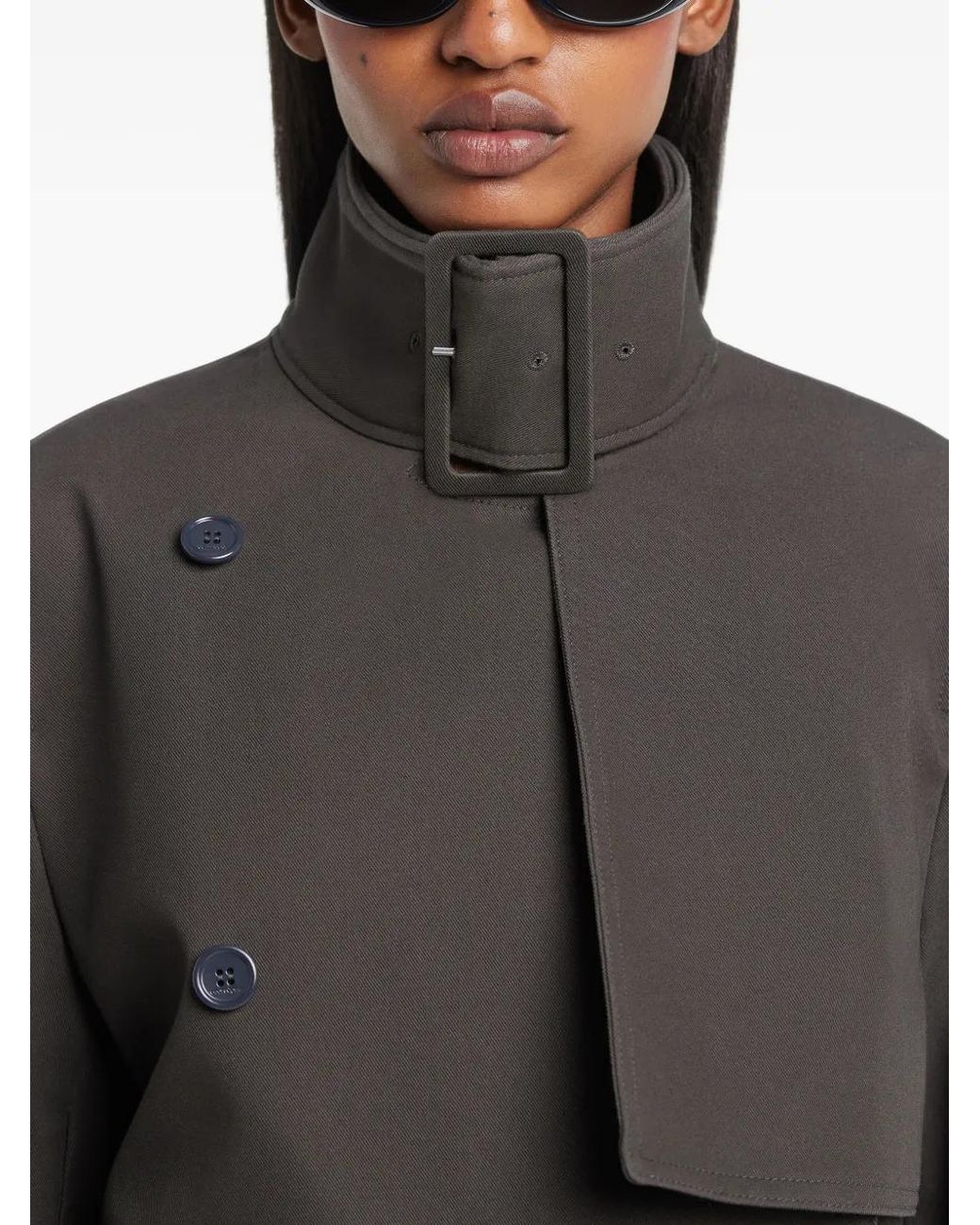 Courreges Gray Buckle Short Cotton Trench Coat