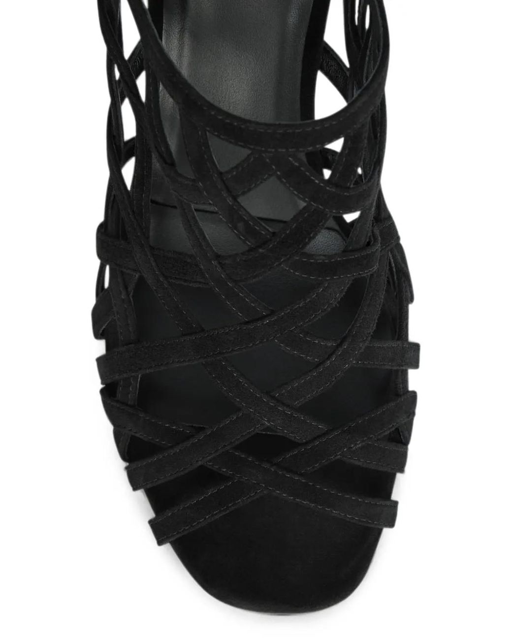 Balmain Black Wedge Cage Sandals