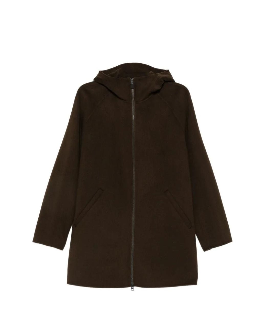 Aspesi Brown Super Doppel Hooded Zip-Up Coat for men