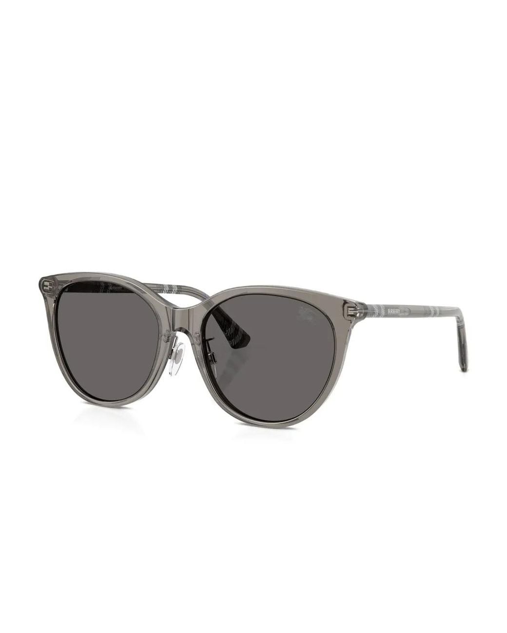 Burberry Gray Check Round-Frame Sunglasses