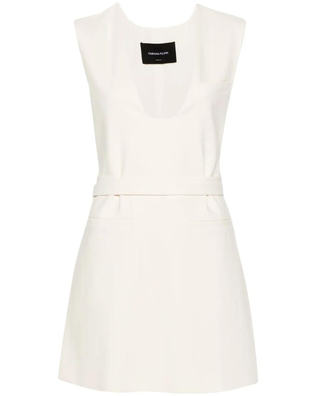 Fabiana Filippi White Belted-Waist Dress