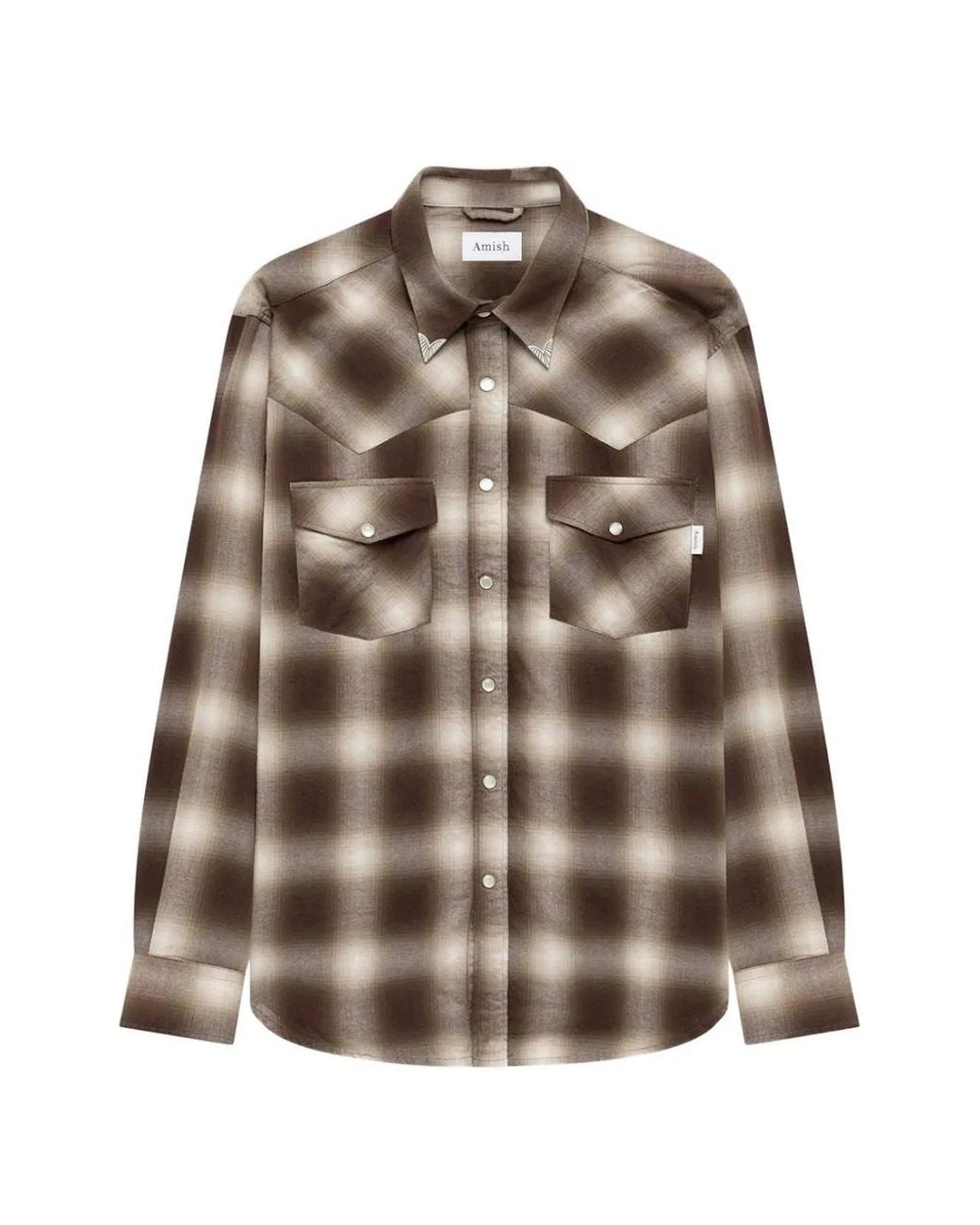 AMISH Brown Check-Pattern Texaco Shirt