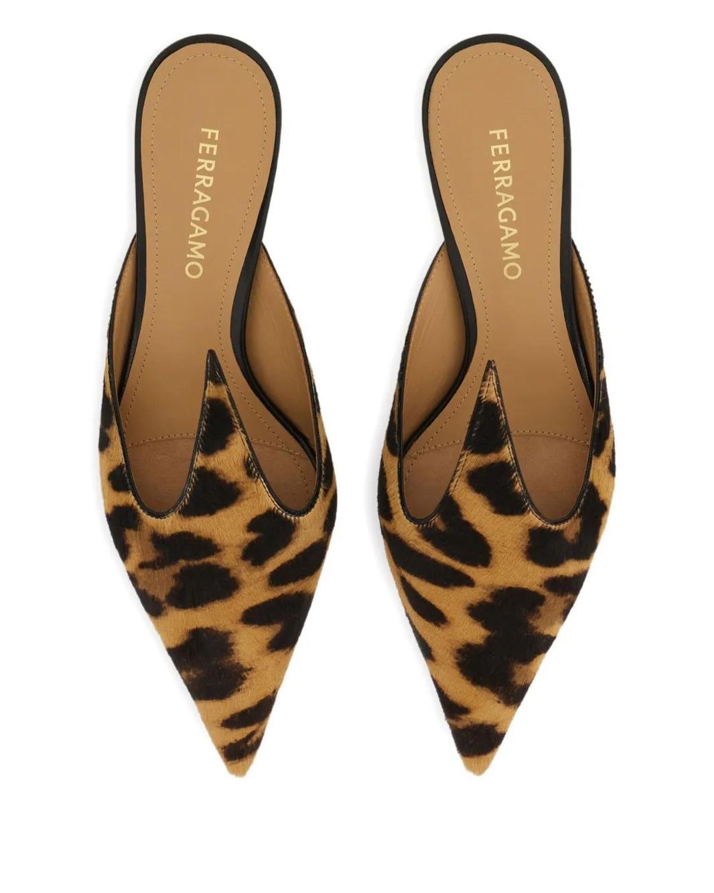 Ferragamo Brown Leopard-Print Mules