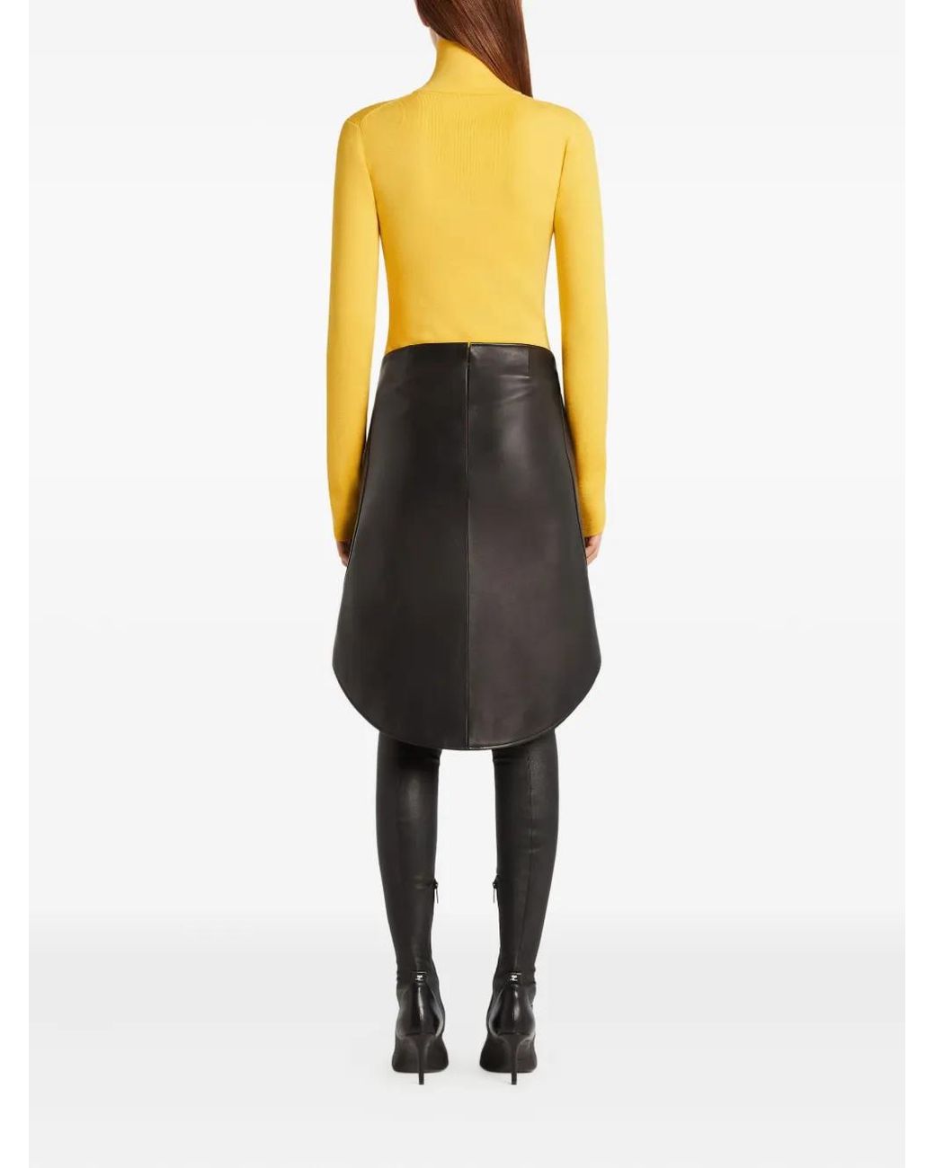 Courreges Yellow High-Neck Long-Sleeve T-Shirt