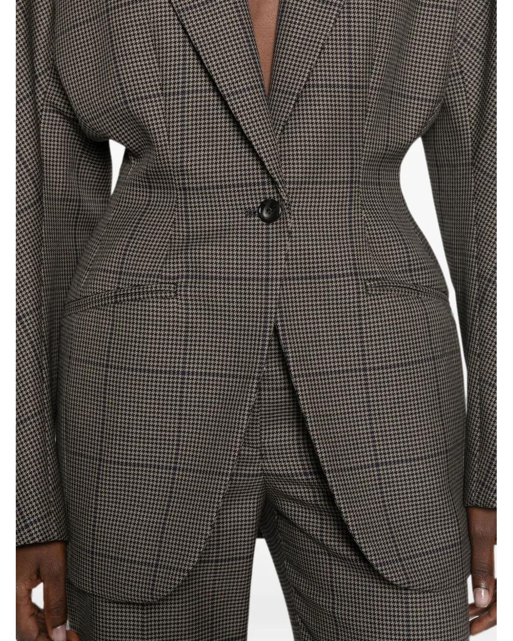 Mugler Gray Blazer À Motif Pied-De-Poule