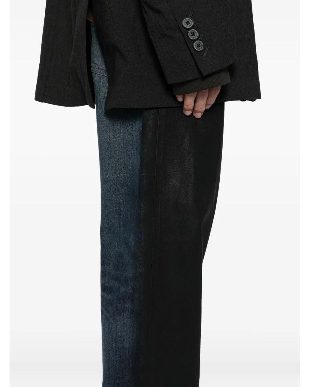 Maison Mihara Yasuhiro Black Two-Tone Coated Jeans for men