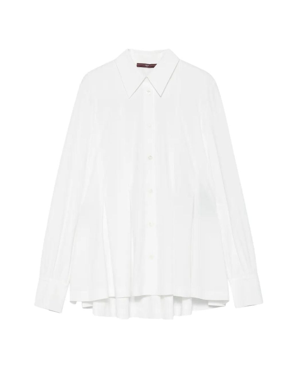 High White Pleated Long-Sleeve Shirt