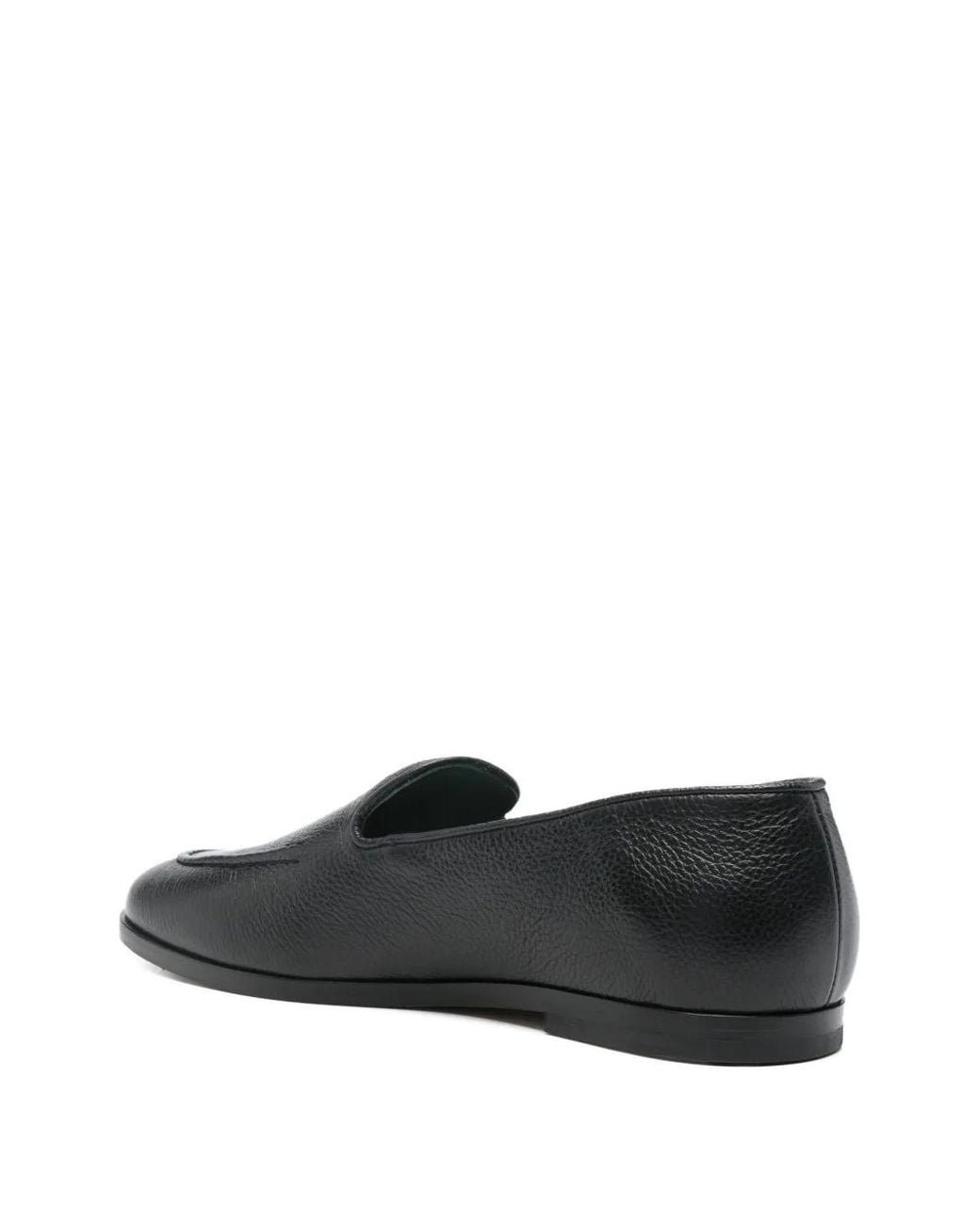 VINNY'S Black Marcel Grained-Leather Loafers for men