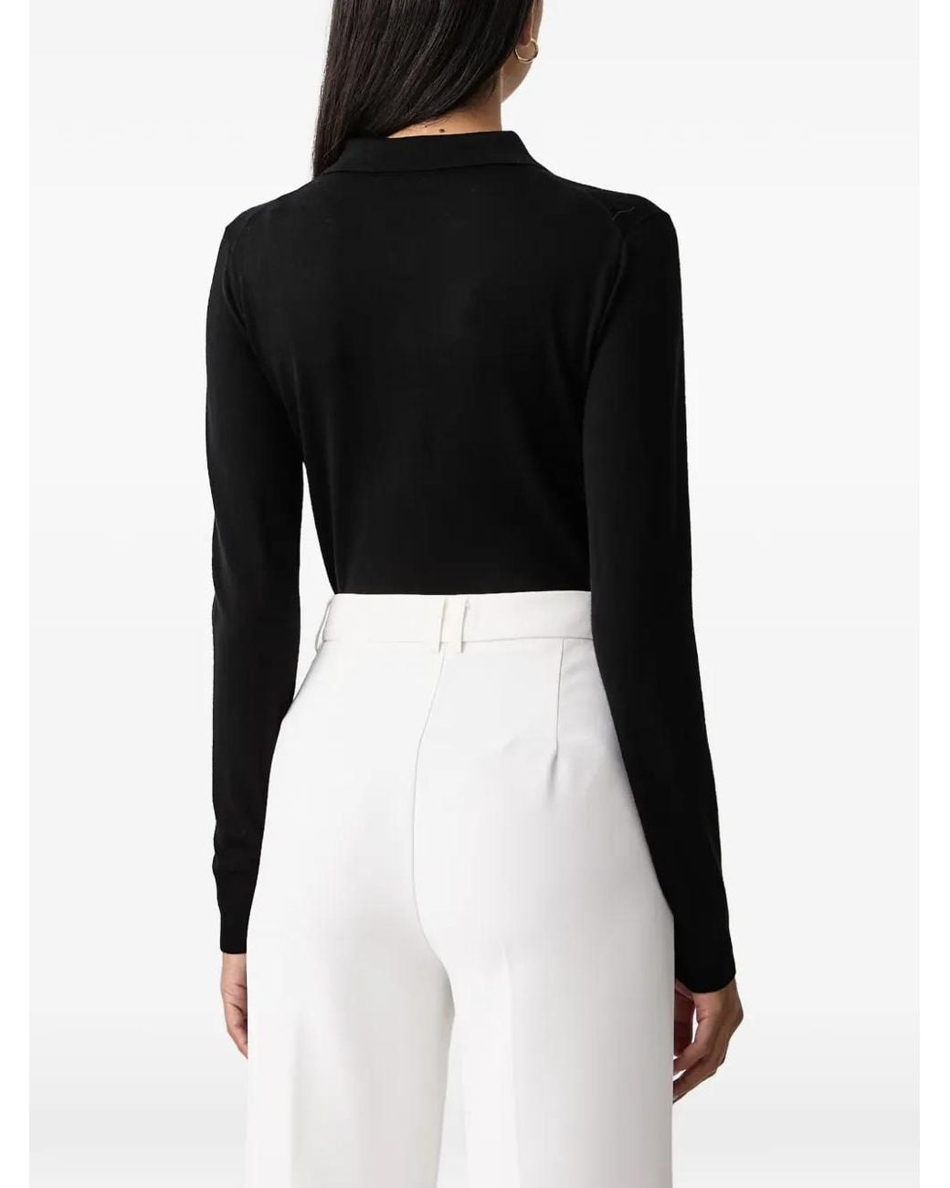 Fracomina Black Long-Sleeve Polo Bodysuit