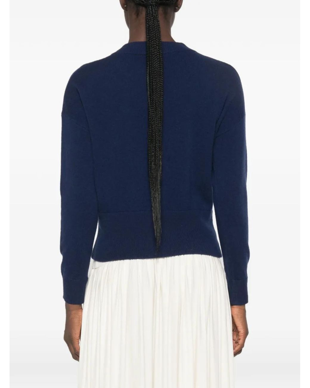 Le Petite Pulle Blue Button-Up Crew-Neck Cardigan