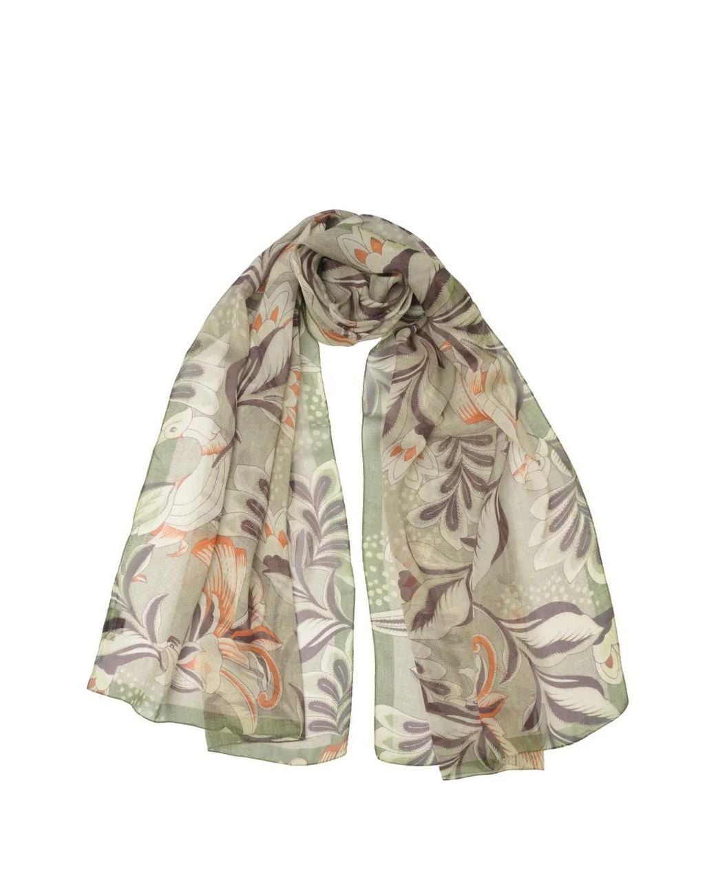 Elizabetta White Delfina Floral-Print Silk Scarf