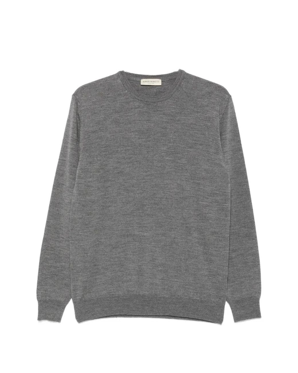 SERGIO MORETTI FIRENZE Gray Crew Neck Ribbed-Trim Sweater for men