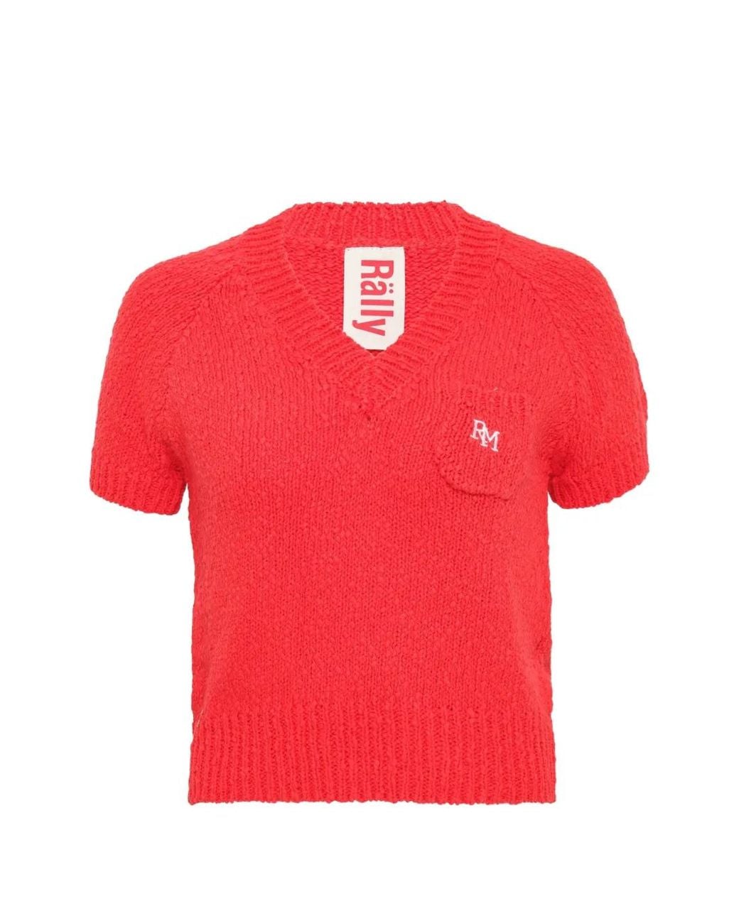 Rally Movement Red V-Neck Knitted Sweater